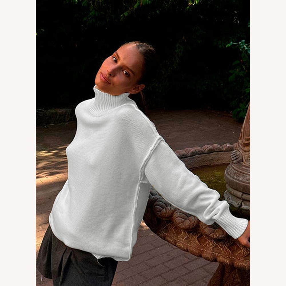 Variant image for Pull Femme Col Roulé Oversize en Maille Douce – Chic et Confortable pour Un Look Élégant-13