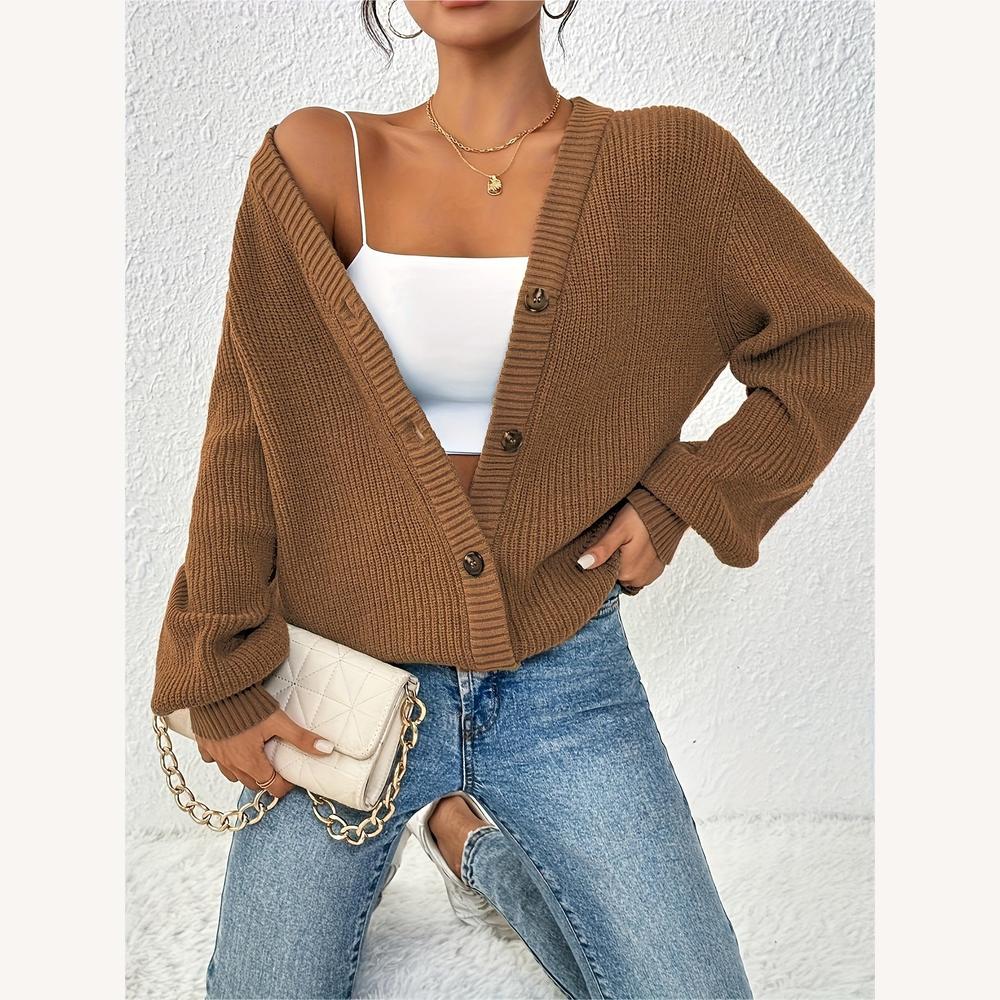 Cardigan Femme en Maille Épaisse Boutonné – Confortable et Polyvalent, Idéal pour un Look Tendance