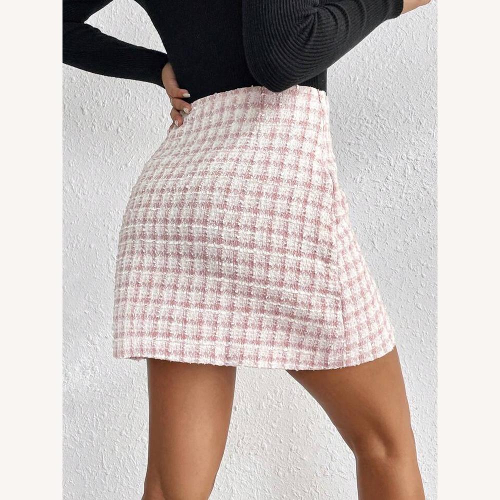 Variant image for Jupe Mini Femme Beige Taille M Polyester Effet Tweed-13