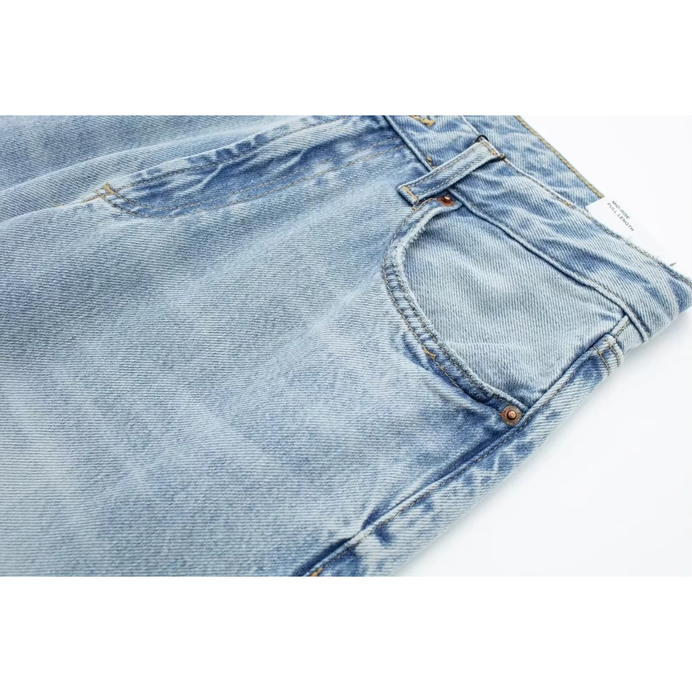 Women's High Waisted Jeans Light Blue Size M Stretch Denim