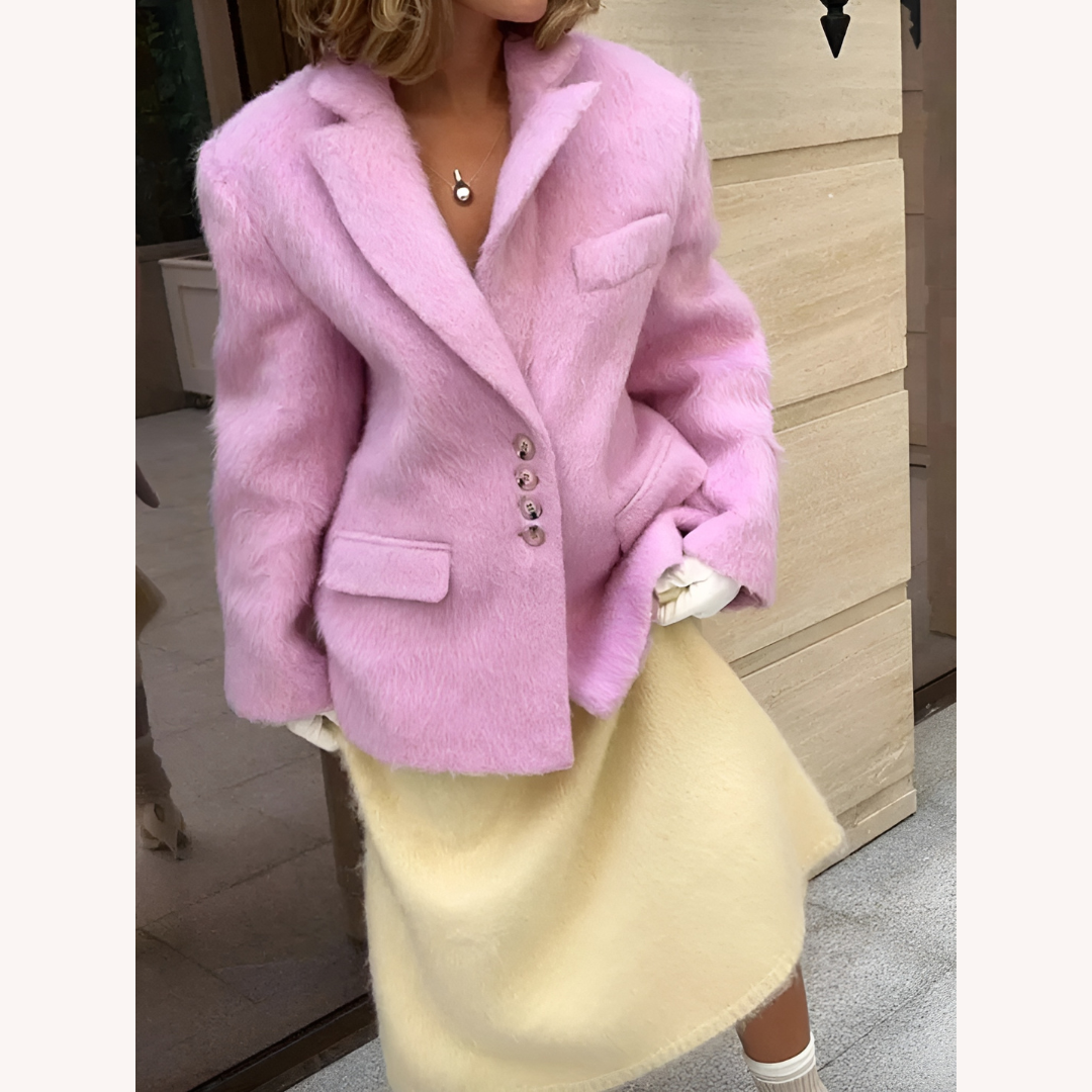 Veste Blazer Femme Noir Taille L Fausse Fourrure Polyester