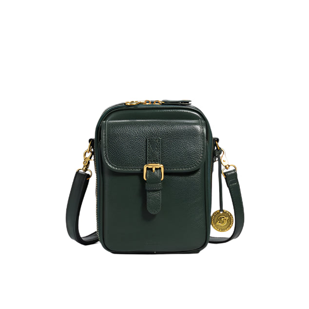 Sac Bandoulière Femme en Cuir Plein Grain avec Portefeuille Intégré – Compact et Pratique, Idéal pour Sorties Quotidiennes