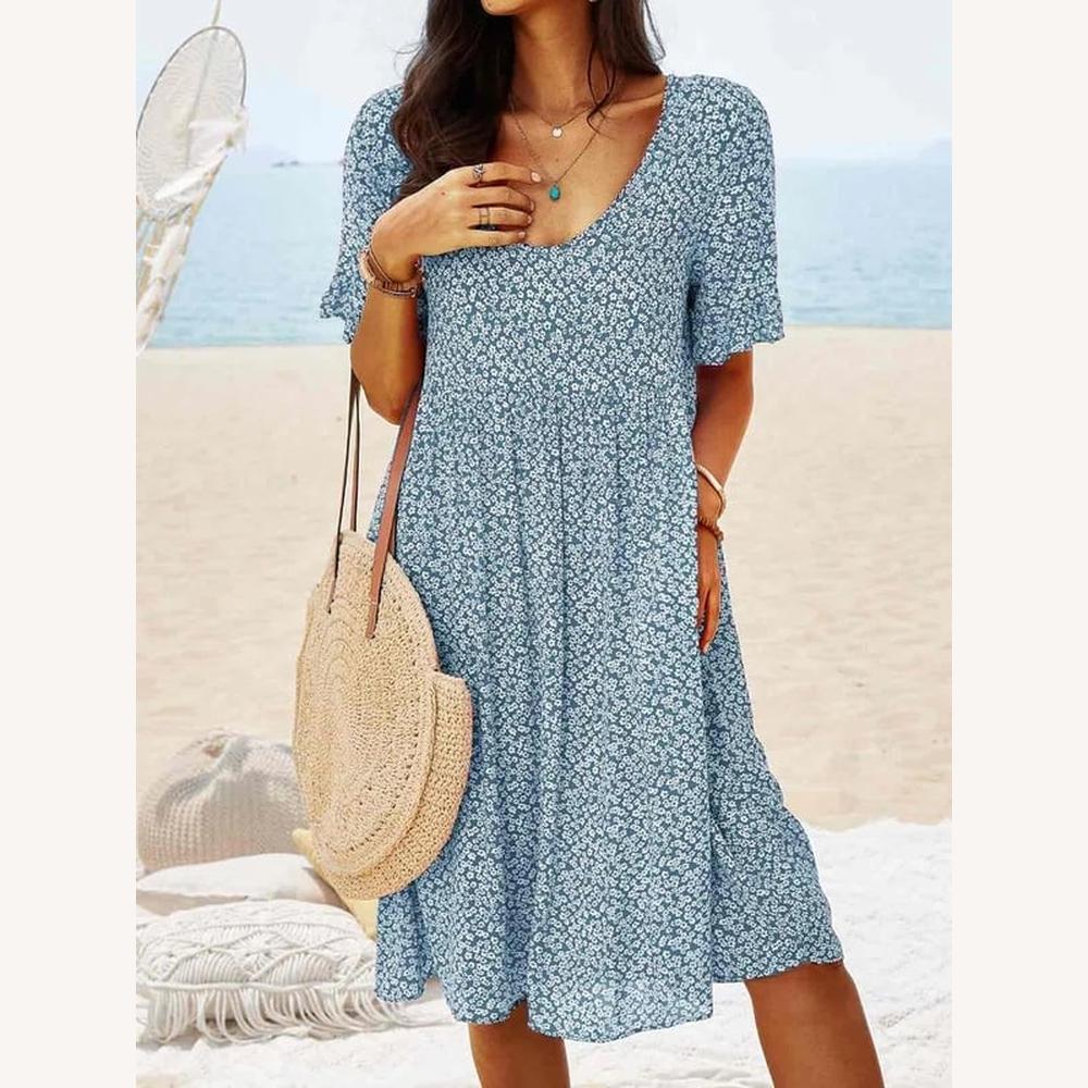 Robe Midi Femme Imprimé Floral – Élégante, Confortable et Polyvalente pour Toutes Occasions