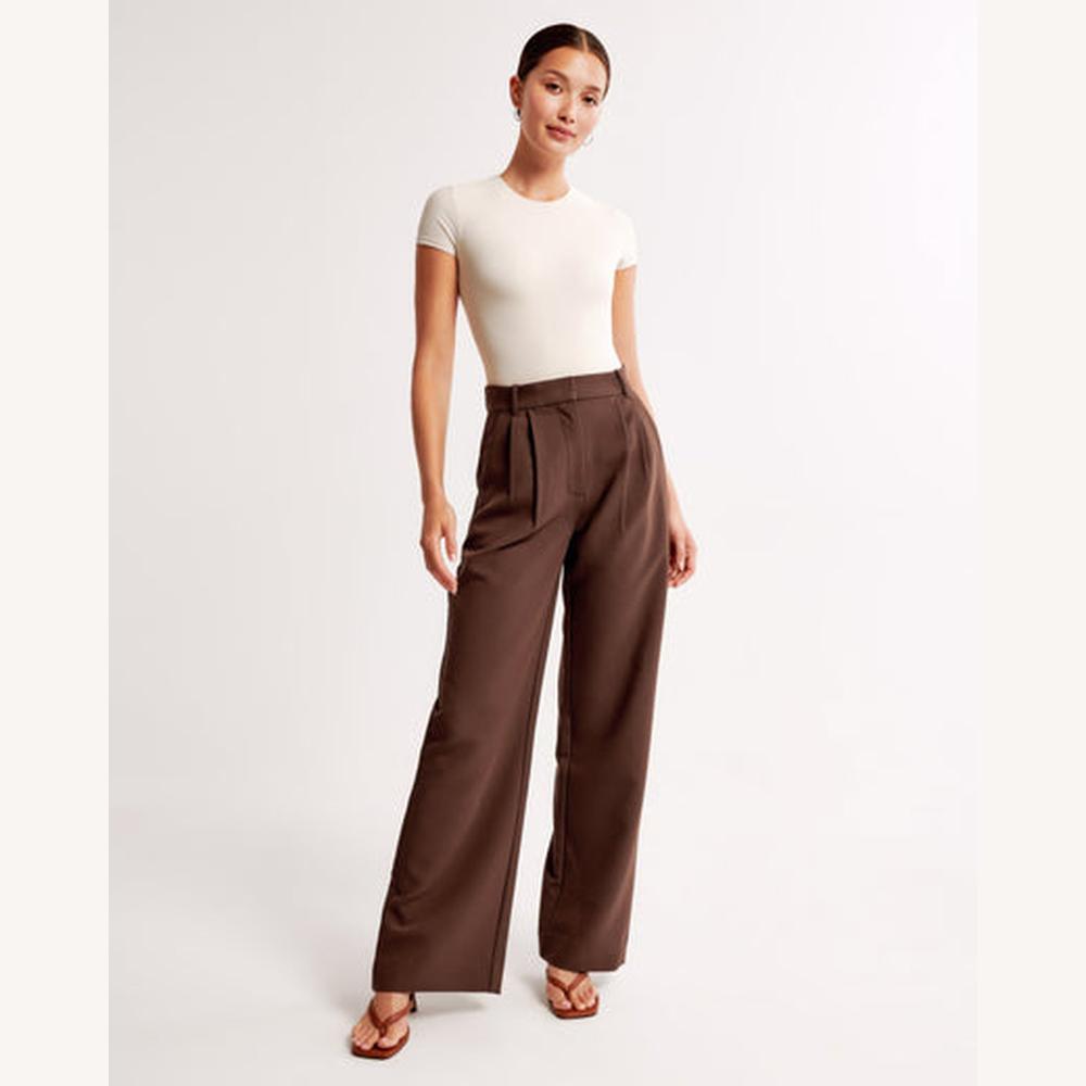 Pantalon Femme Noir Taille M Polyester Jambe Large