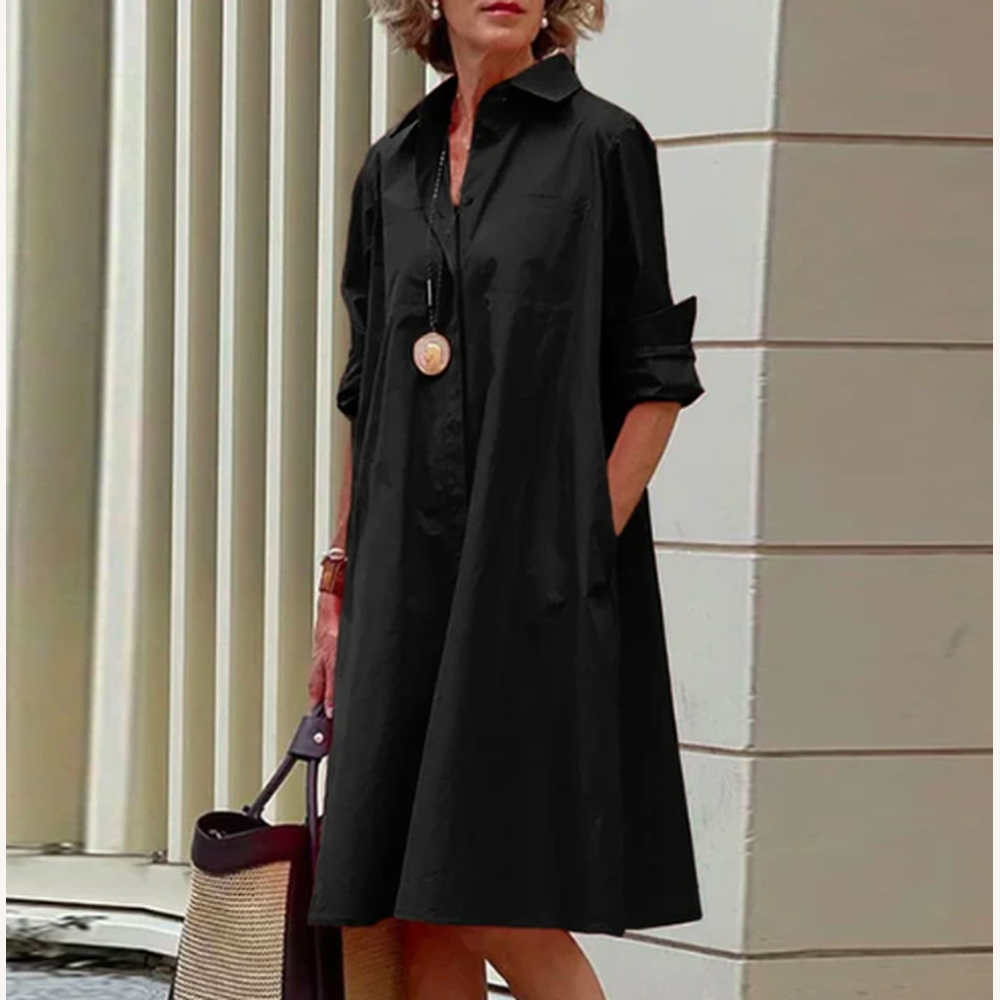 Robe Femme Chemise Unie en Denim de Haute Qualité – Élégance, Confort et Coupe Flatteuse
