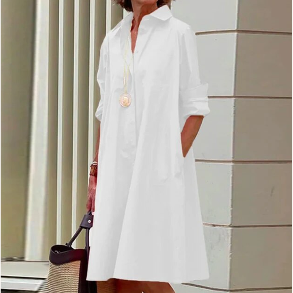 Robe Femme Chemise Unie en Denim de Haute Qualité – Élégance, Confort et Coupe Flatteuse