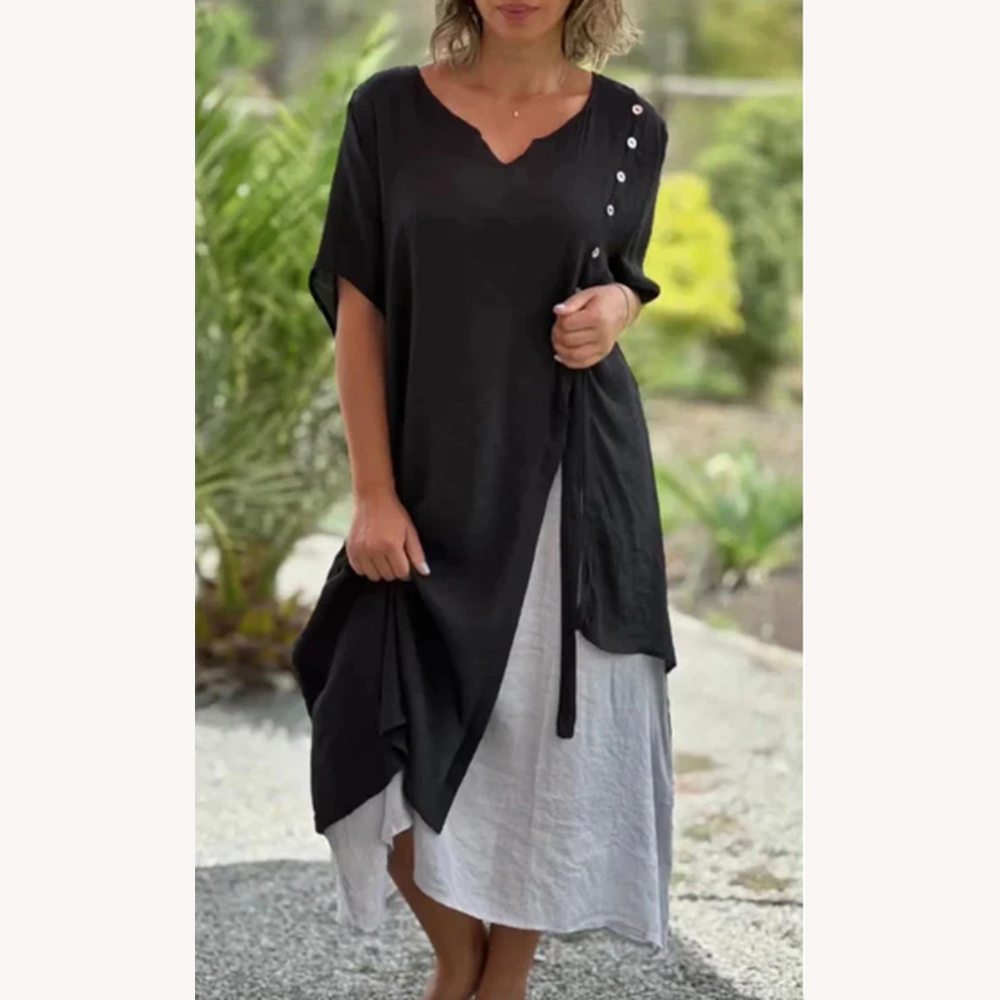 Robe d'Été Femme Longue en Coton et Lin Chic – Style Fluide et Confortable pour Jours Chauds