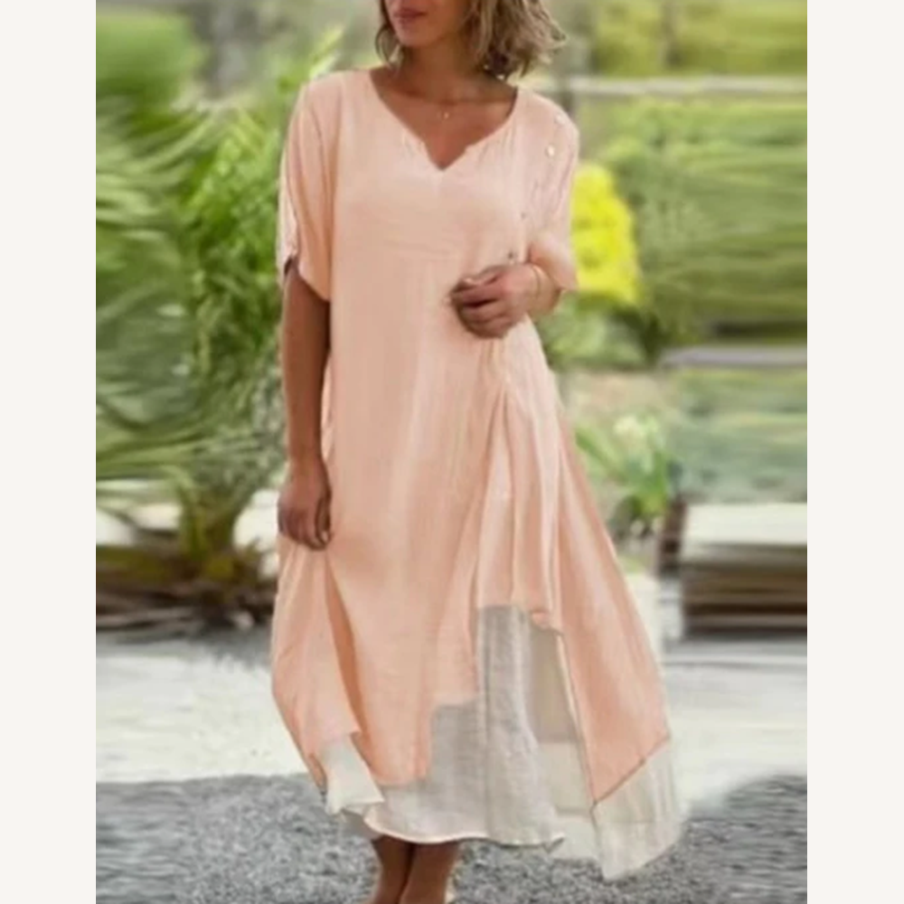 Women's Long Summer Dress in Cotton and Linen Chic – Fluid and Comfortable Style for Hot Days
