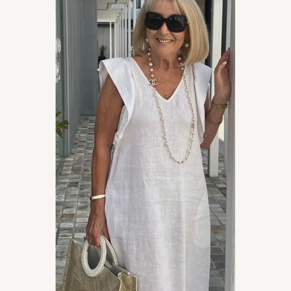 Robe Longue Femme Décontractée en Coton et Lin – Silhouette Fluide Idéale pour l'Été