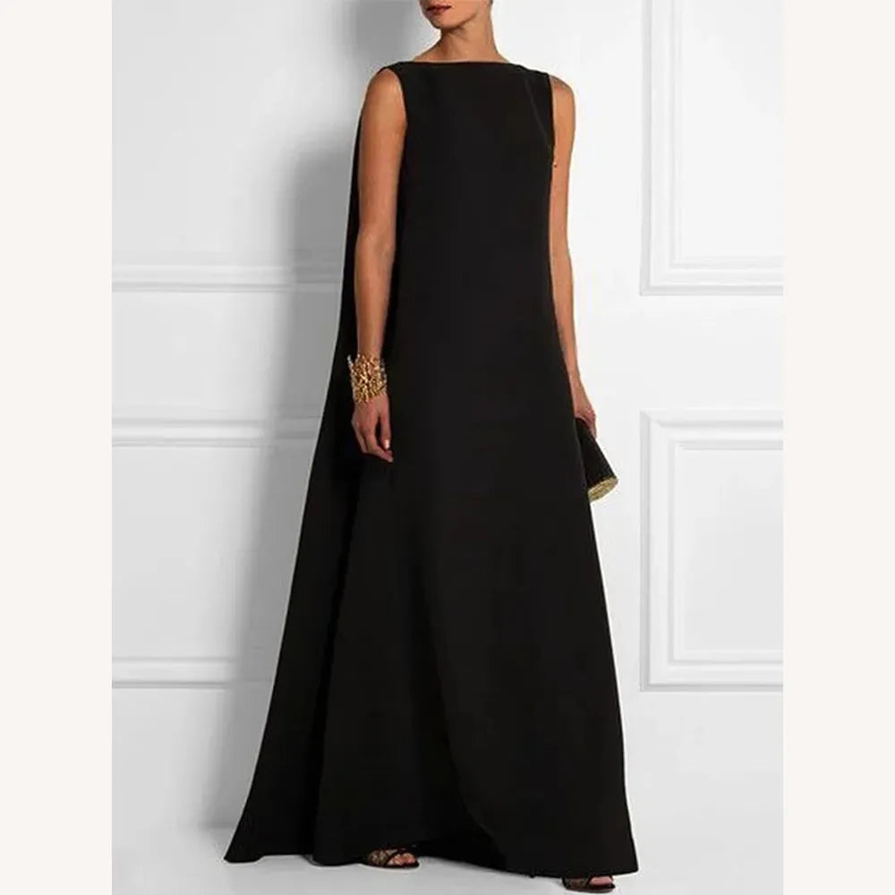 Robe Longue Femme Ample Sans Manches, Dos en V, Élégante et Confortable – Parfaite pour Été et Soirées