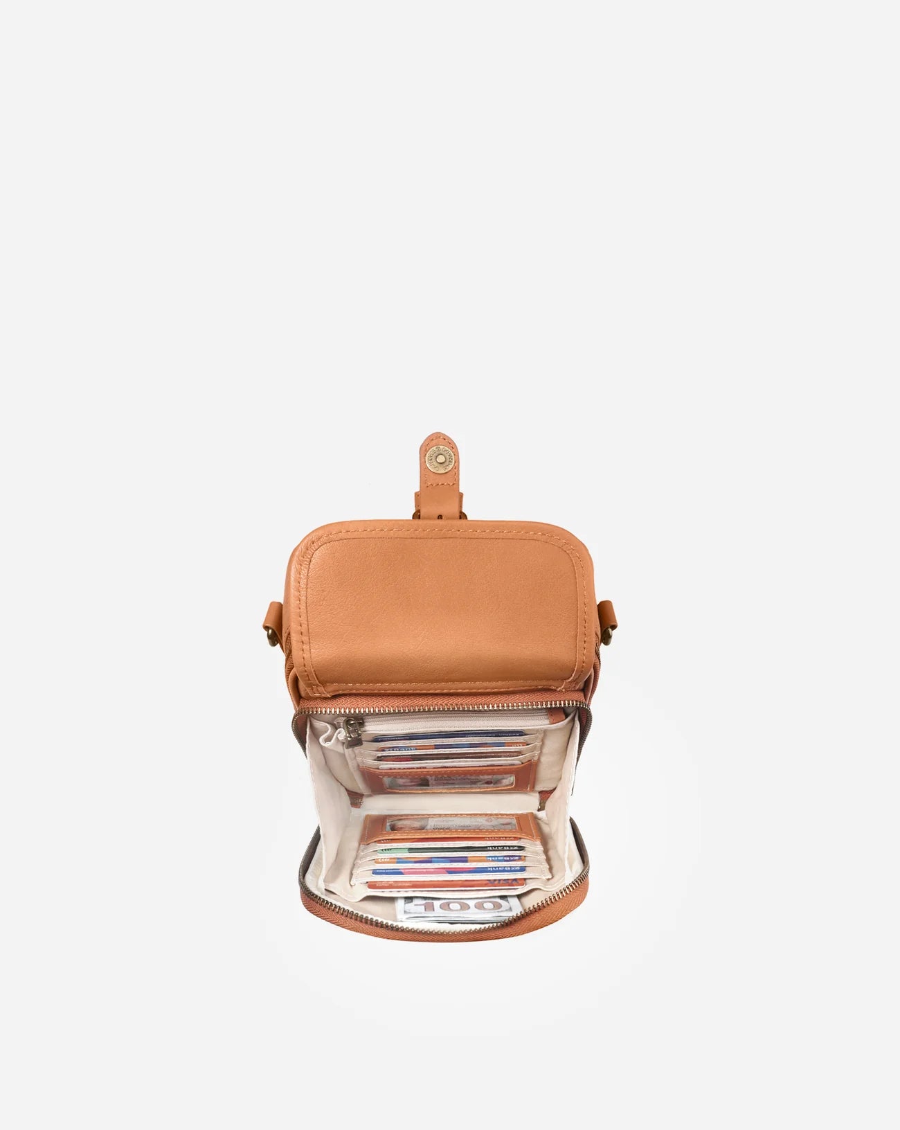 Sac Bandoulière Femme en Cuir Plein Grain avec Portefeuille Intégré – Compact et Pratique, Idéal pour Sorties Quotidiennes