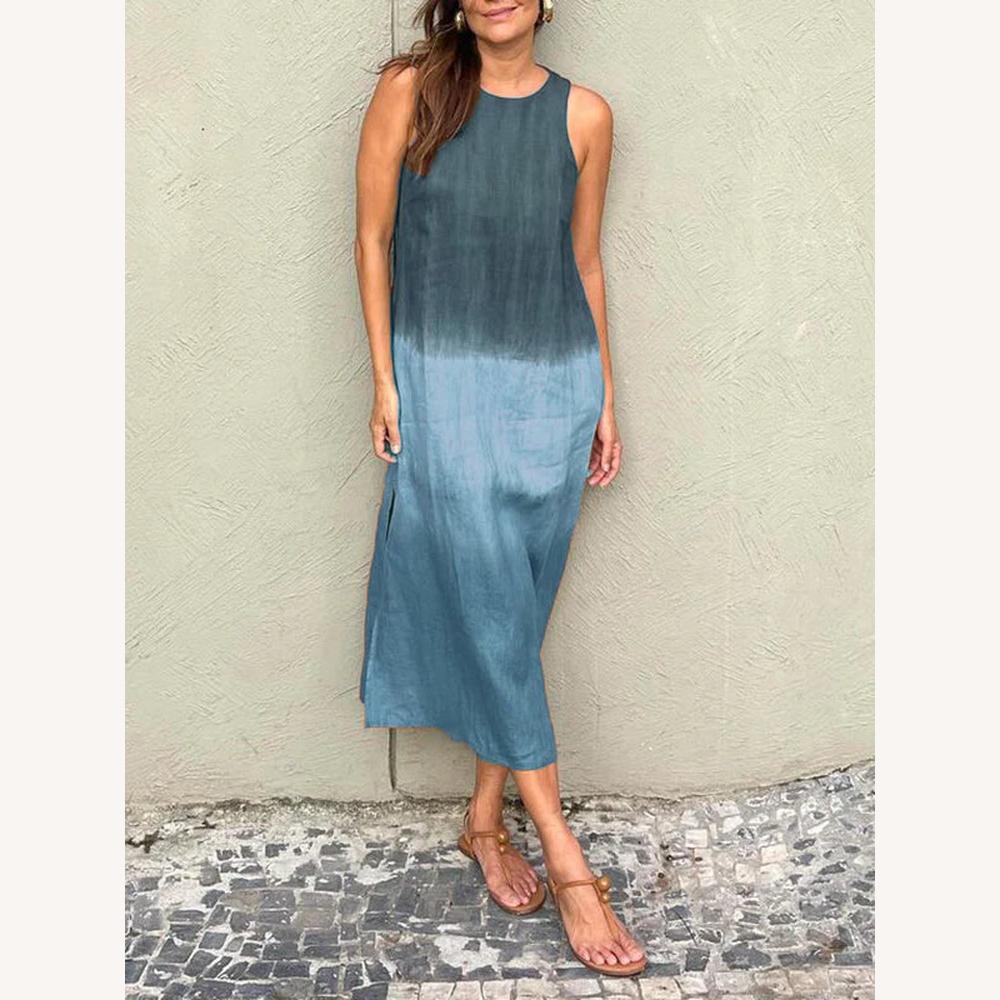 Robe d'Été Femme Longue et Chic, Sans Manches, Légère en Coton – Élégante et Confortable pour l'Été