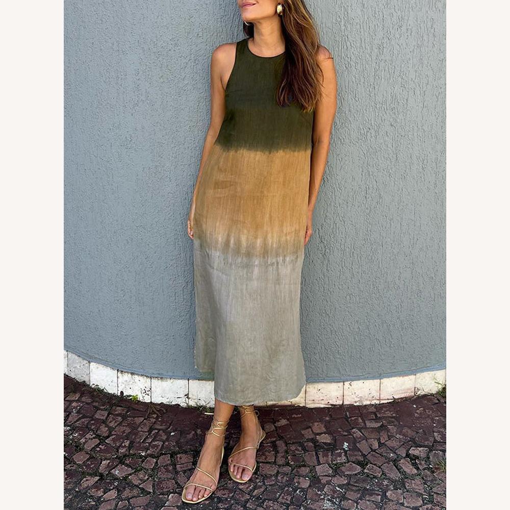 Robe d'Été Femme Longue et Chic, Sans Manches, Légère en Coton – Élégante et Confortable pour l'Été