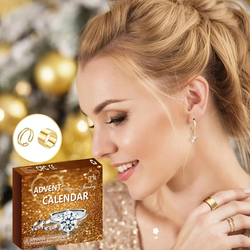 24-Day Christmas Countdown Calendar – Elegant Gold Advent Calendar for Festive Decor