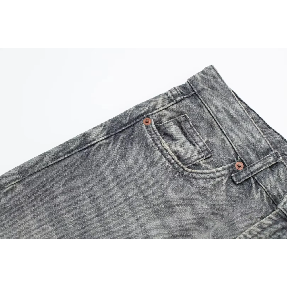 Women's High Waist Jeans Gray Size M Stretch Denim