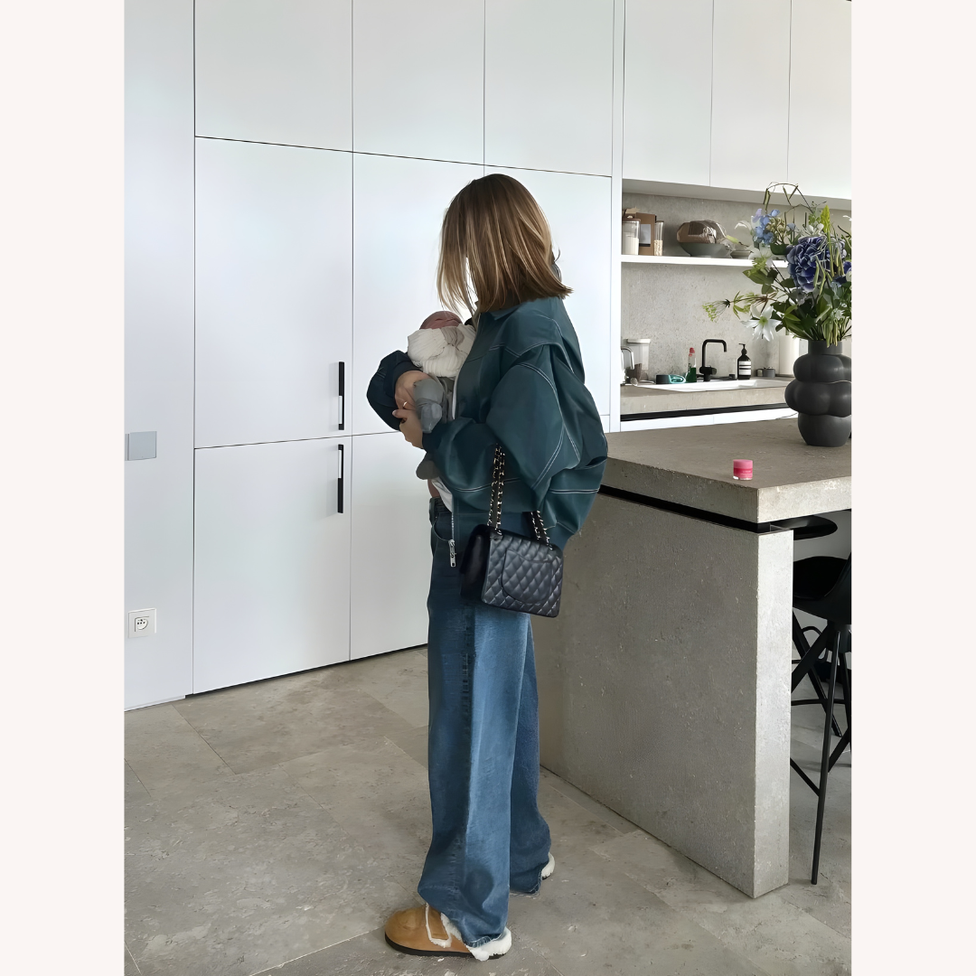 Veste Femme Bomber Oversize Rouge Taille M Similicuir Vegan