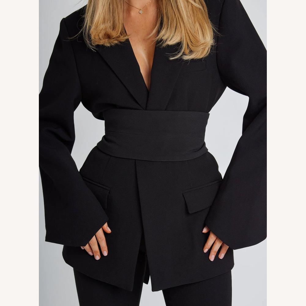 Variant image for Veste Blazer Femme Noir Taille S Polyester Élégante et Structurée-5