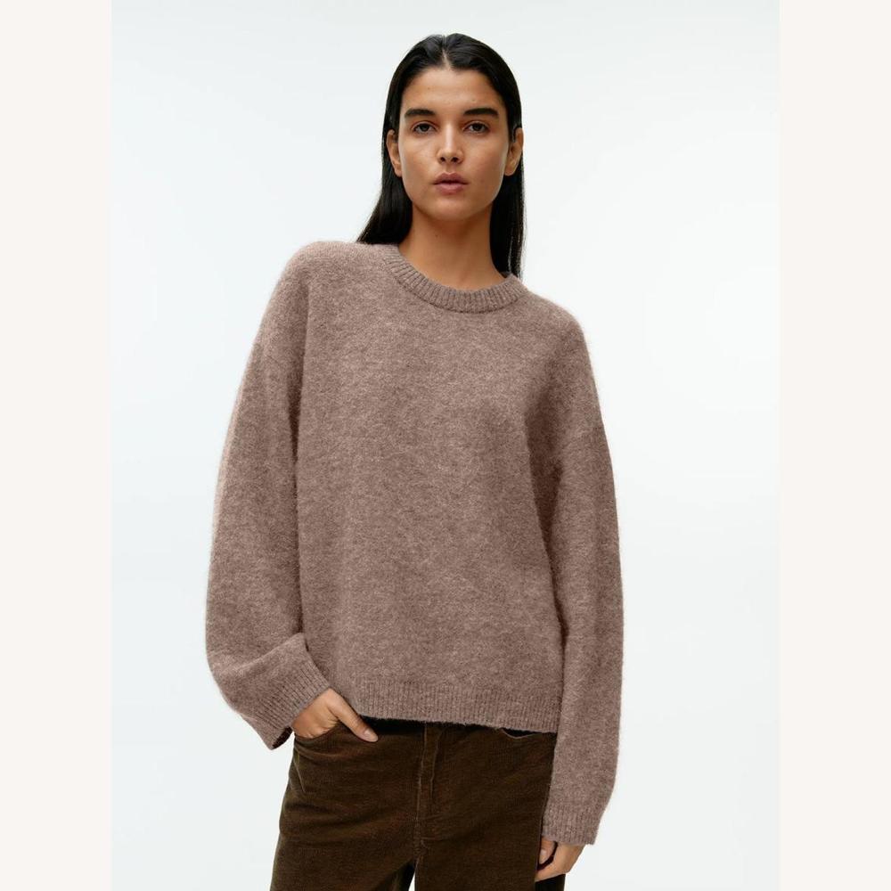 Pull Femme Oversize en Laine Mélangée – Confort et Élégance, Col Rond, Doux et Chic, Disponible en S à XL