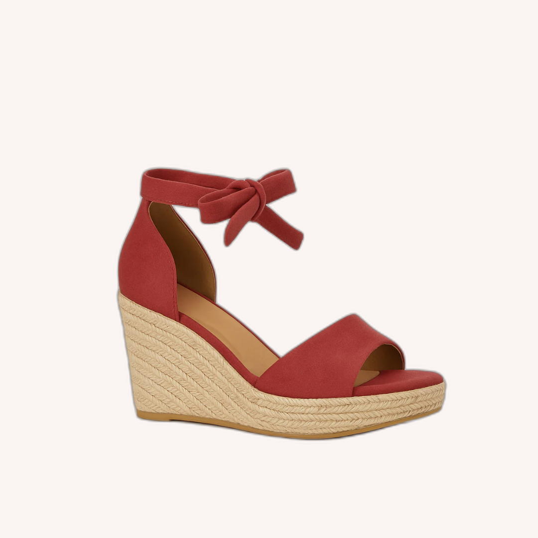 Sandales Compensées Femme Beige Taille 38 Daim à Talon en Corde Tressée