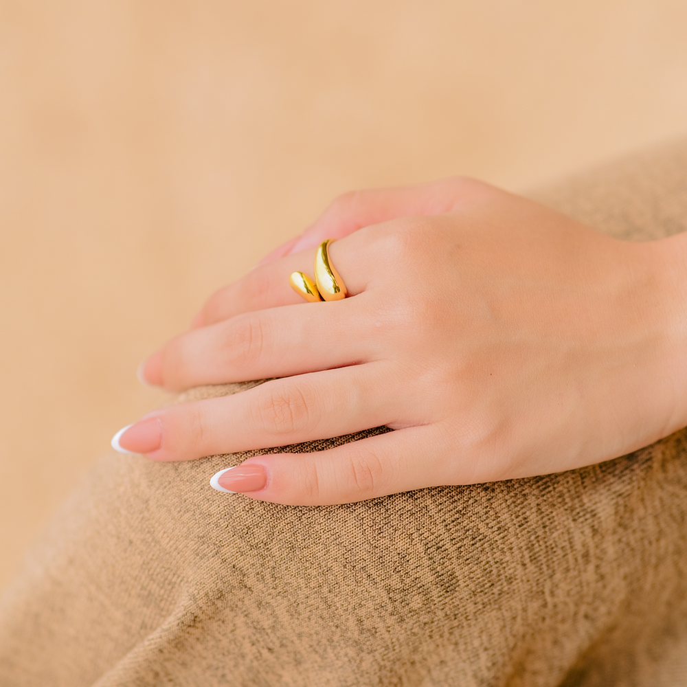 Bague Femme Or 18K Ajustable Taille Unique Hypoallergénique