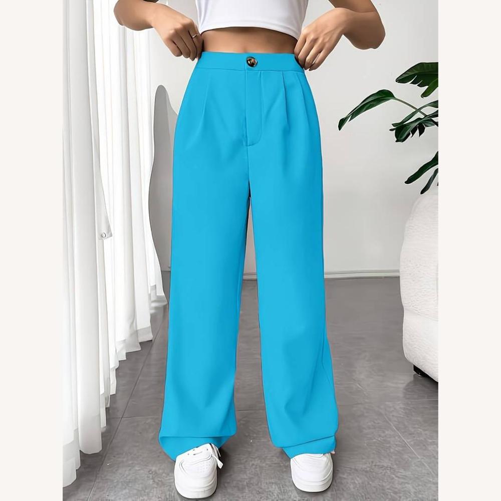 Women's High Waist Fluid Pants in Soft Fabric – Loose and Elegant Fit, Available in Multiple Colors