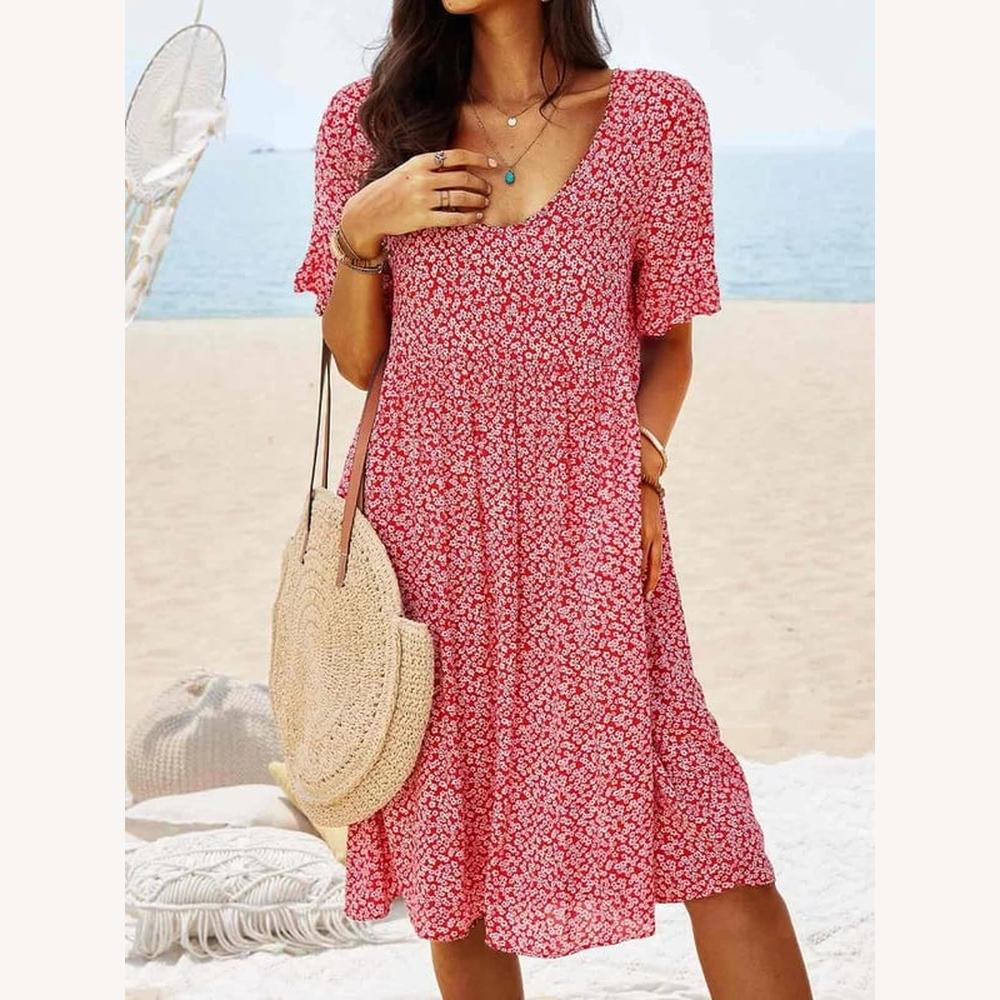 Robe Midi Femme Imprimé Floral – Élégante, Confortable et Polyvalente pour Toutes Occasions