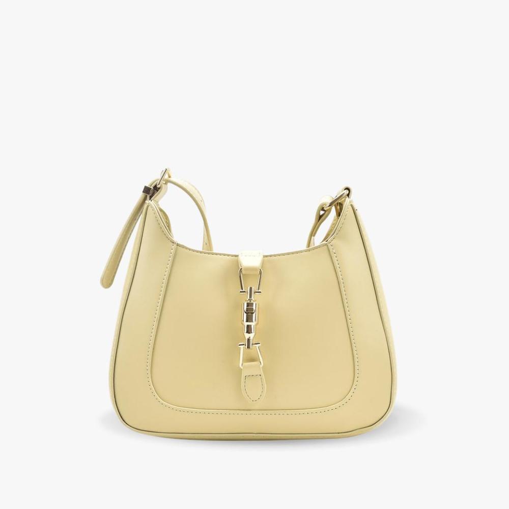 Sac à Main Baguette Femme en Cuir Végétal avec Bandoulière Réglable – Style Vintage, 26x6x22 cm