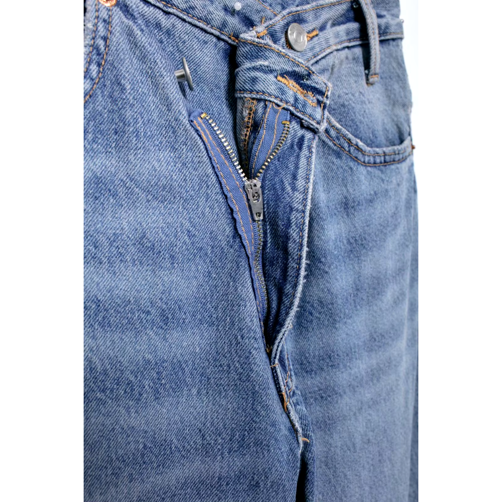 Women's Light Denim Baggy Jeans Curved Waist Size S M L XL