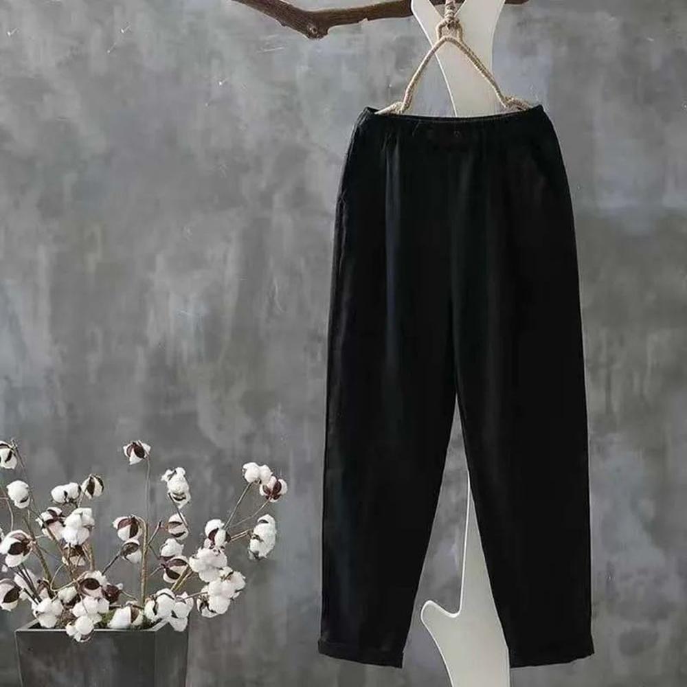 Pantalon Fluide Femme en Lin, Coupe Élégante et Confortable – Pantalon Léger pour un Look Décontracté