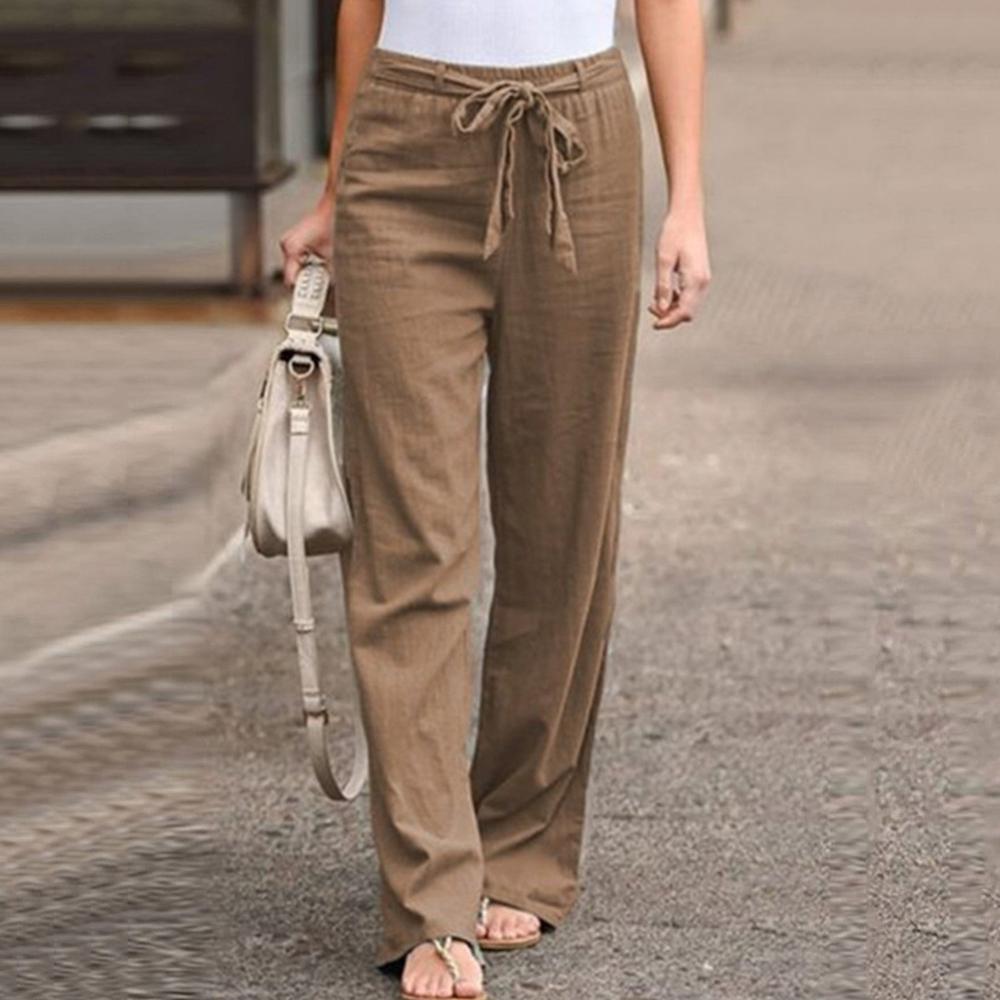 Women's Fluid Linen Pants - Classic Elegance and Optimal Comfort for Hot Days