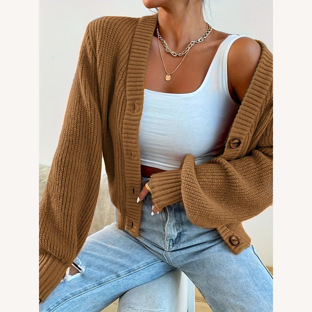 Cardigan Femme en Maille Épaisse Boutonné – Confortable et Polyvalent, Idéal pour un Look Tendance
