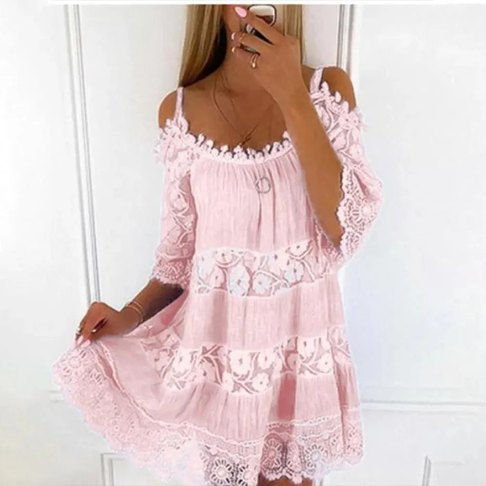 Robe d'Été Femme Longue à Encolure Ronde et Motifs Floraux - Chic et Confortable pour Jours Chauds