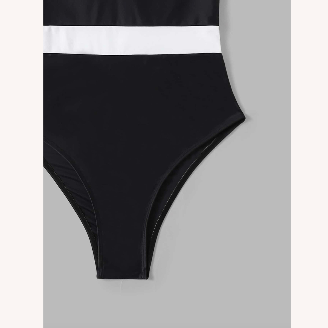 Maillot de Bain Femme 1 Pièce Sans Dossier avec Décolleté en Cœur et Détail de Ceinture – Élégant et Confortable