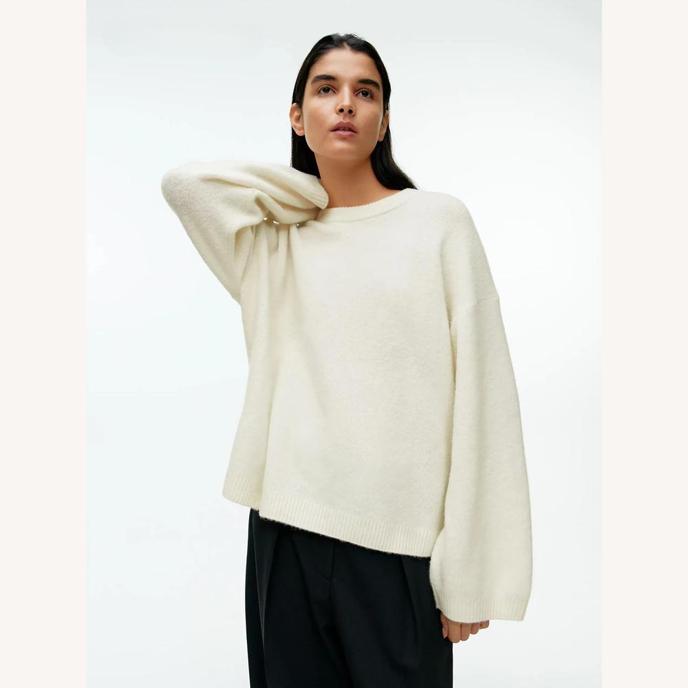 Variant image for Pull Femme Oversize en Laine Mélangée – Confort et Élégance, Col Rond, Doux et Chic, Disponible en S à XL-8