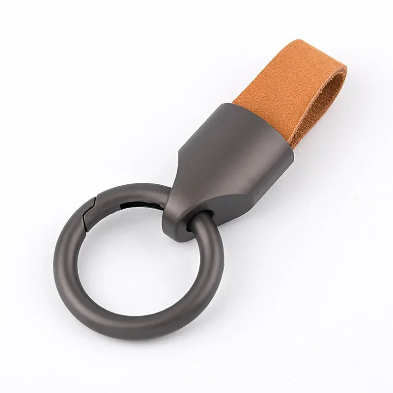 Anneau de Carabiner en Cuir de Vache avec Clip Pratique pour Clés – Accessoire Unisexe Durable et Élégant