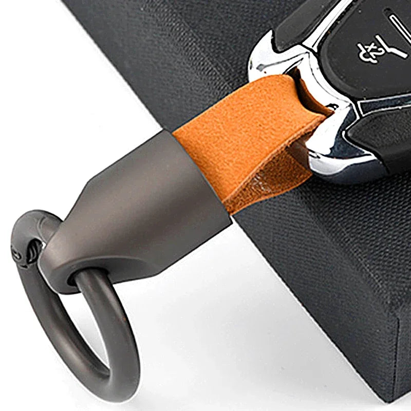 Anneau de Carabiner en Cuir de Vache avec Clip Pratique pour Clés – Accessoire Unisexe Durable et Élégant