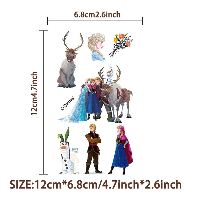 Temporary Tattoo Stickers Elsa - 10 Non-Toxic Pieces for Children, Ideal for Birthday Parties