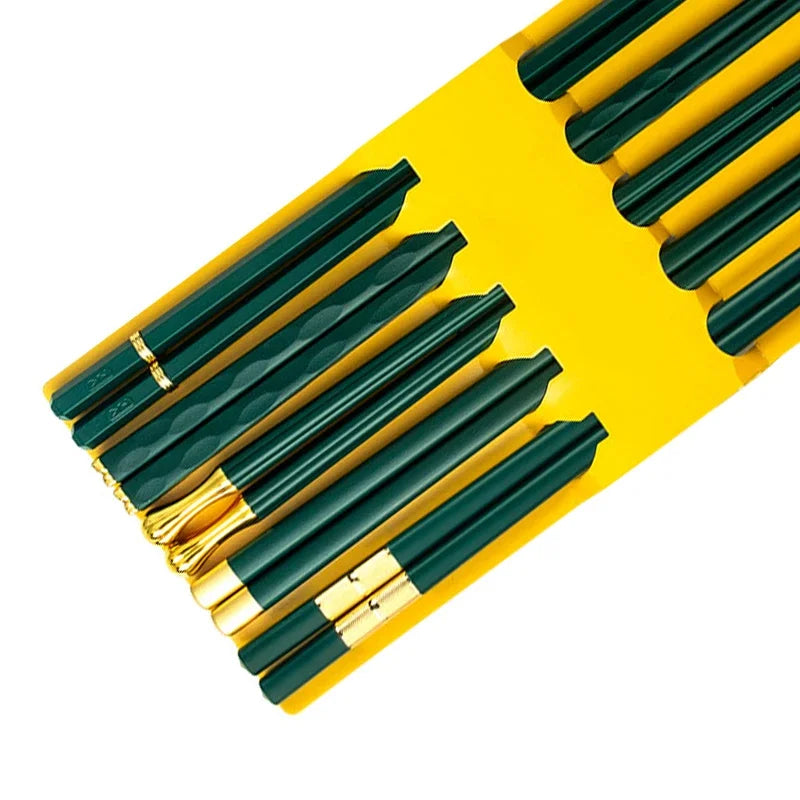 Baguettes japonaises réutilisables en alliage noir – 5 paires pour sushi et nouilles