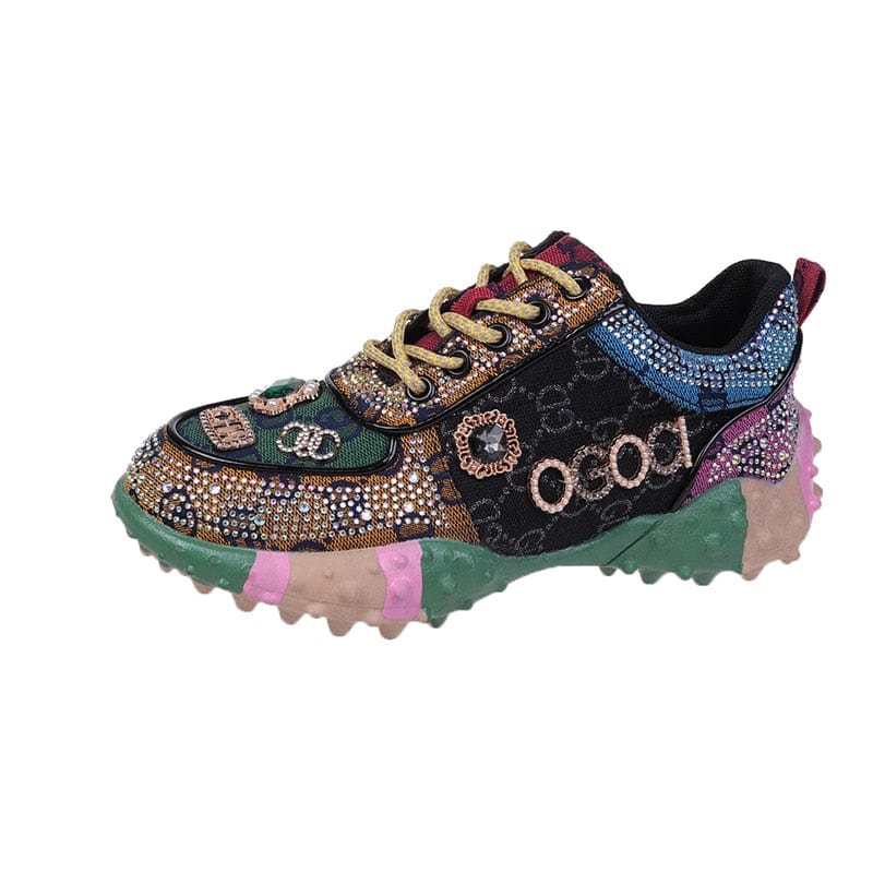 Breathable Women's PU Sneakers with Diamond Design – Daily Comfort and Style