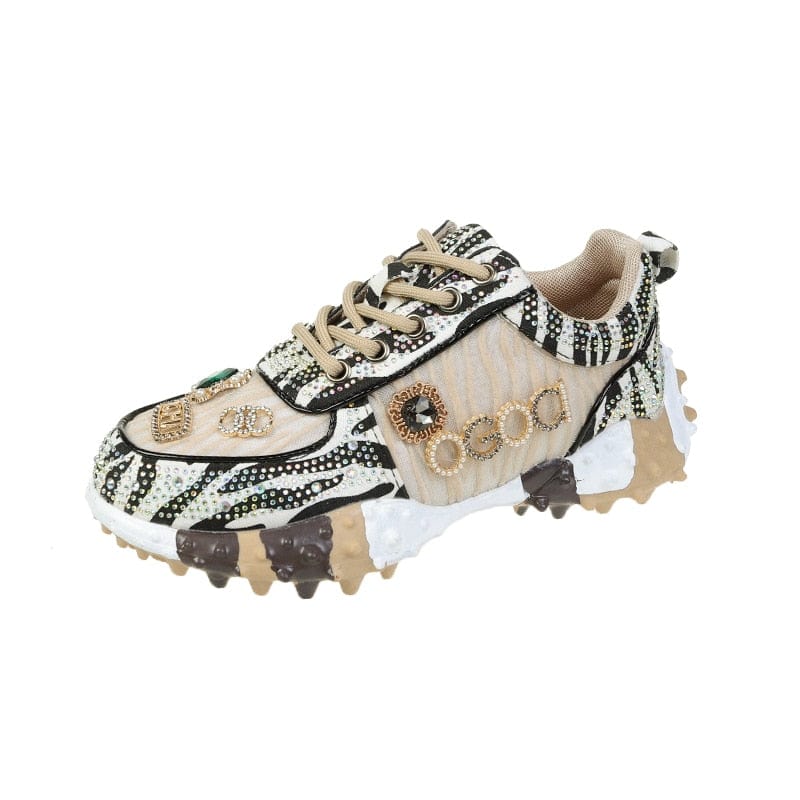 Women's Breathable PU Sneakers with Diamond Design – Comfort and Daily Style