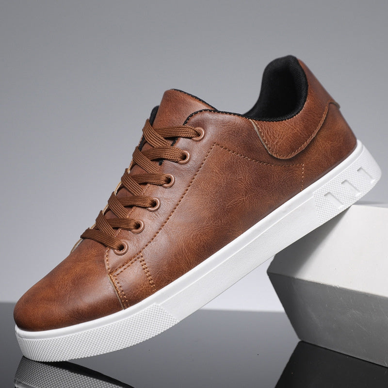 Baskets en Cuir pour Homme – Confort et Durabilité en Marron et Noir, Design Élégant et Polyvalent