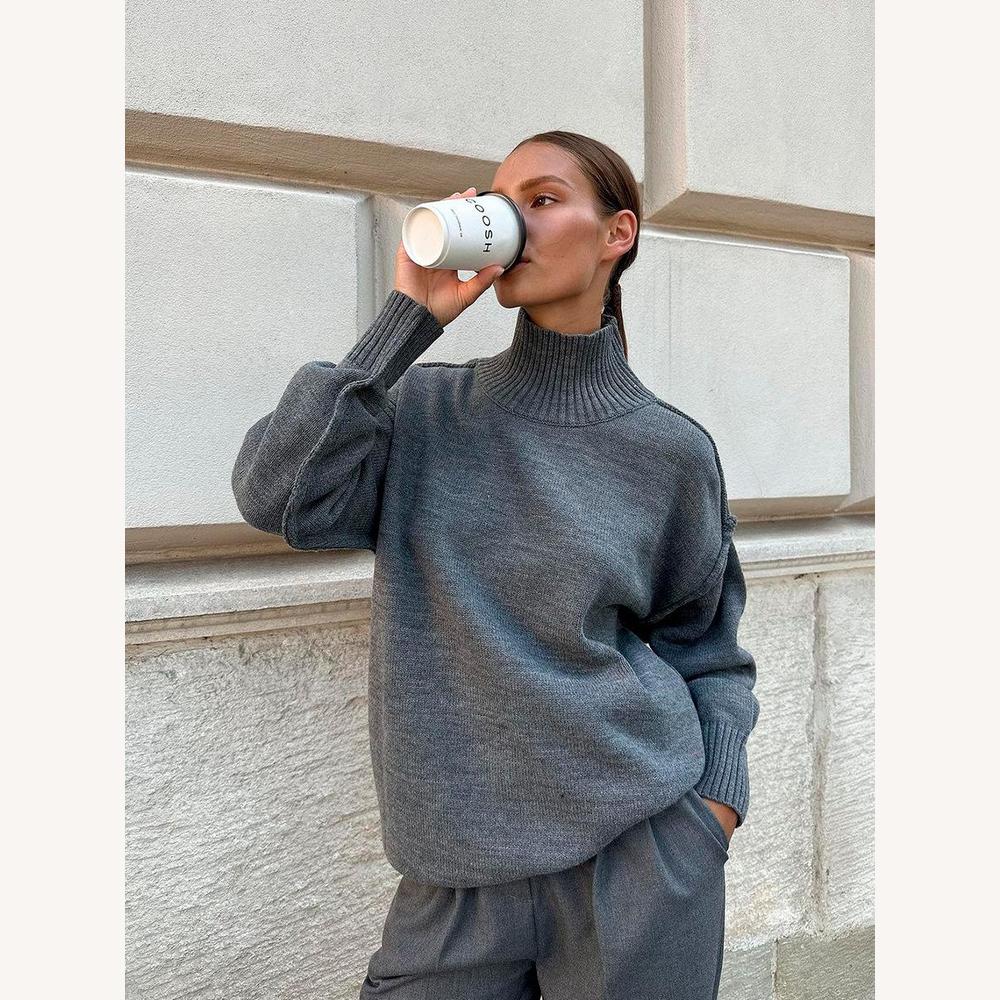 Pull Femme Col Roulé Oversize en Maille Douce – Chic et Confortable pour Un Look Élégant