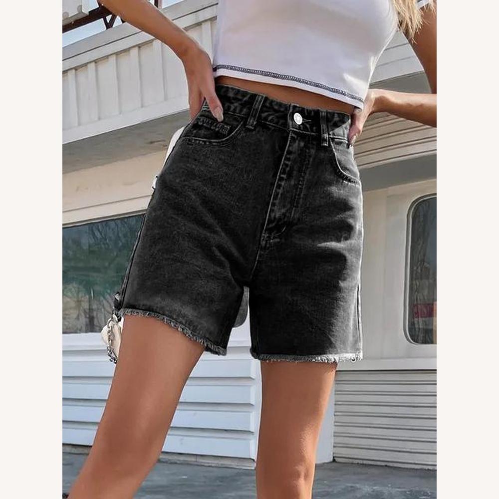 Short en Coton Taille Haute pour Femme – Confort Optimal, Coupe Ajustée, Disponible en Noir et Bleu Clair, Tailles S à XL