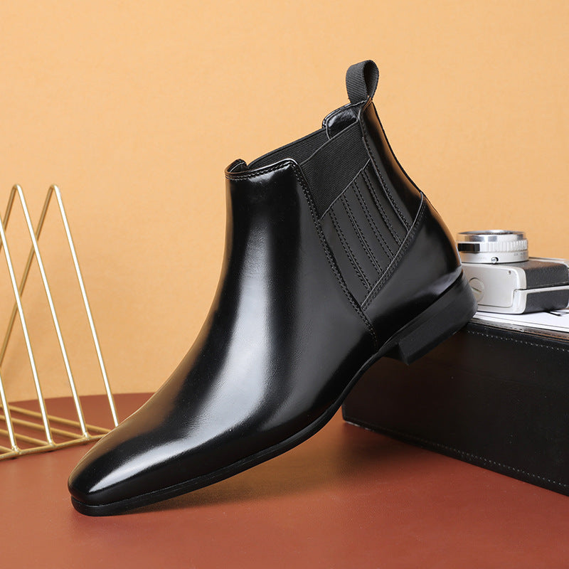 Bottes Chelsea pour Hommes en PU avec Bout Pointu et Talon Carré – Élégance Moderne et Confort Optimal