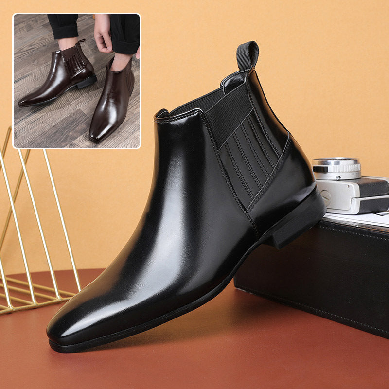 Bottes Chelsea pour Hommes en PU avec Bout Pointu et Talon Carré – Élégance Moderne et Confort Optimal