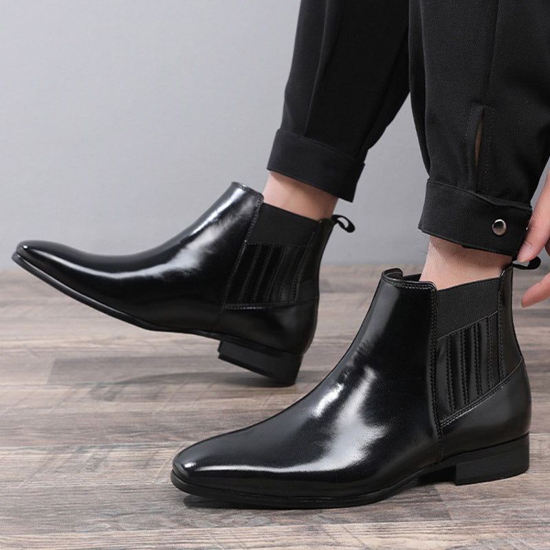 Bottes Chelsea pour Hommes en PU avec Bout Pointu et Talon Carré – Élégance Moderne et Confort Optimal