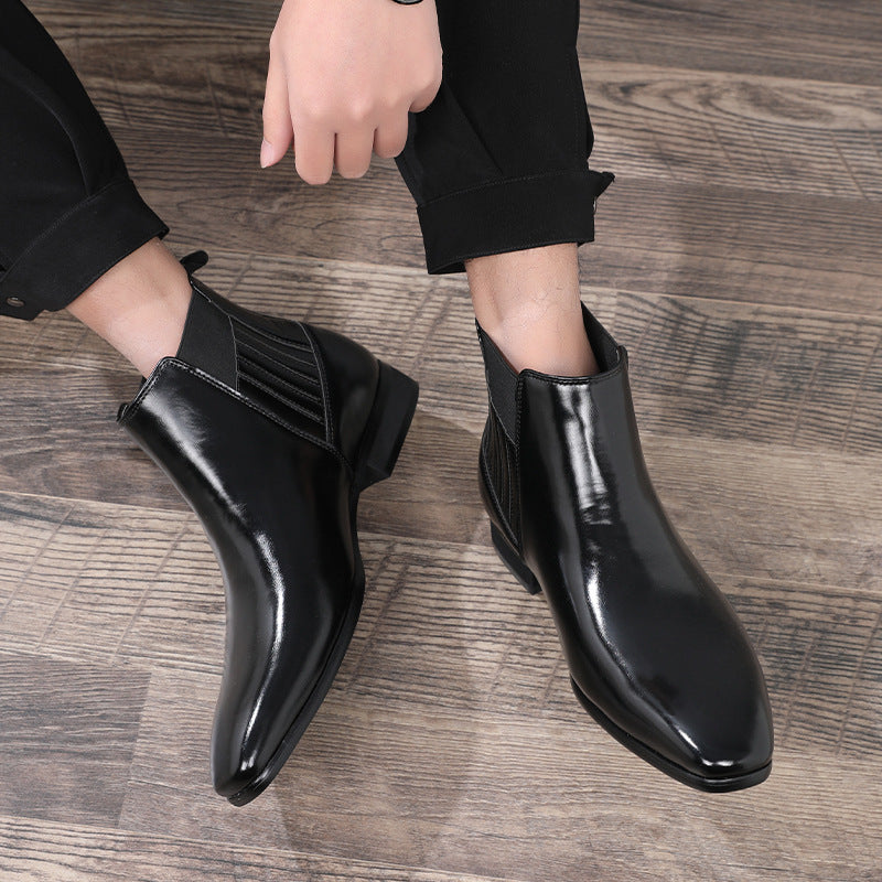 Bottes Chelsea pour Hommes en PU avec Bout Pointu et Talon Carré – Élégance Moderne et Confort Optimal