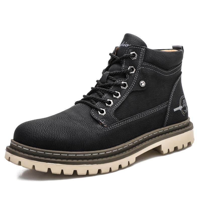 Bottes Hautes en Cuir pour Hommes - Confort et Style avec Semelle en Caoutchouc - Mode Décontractée