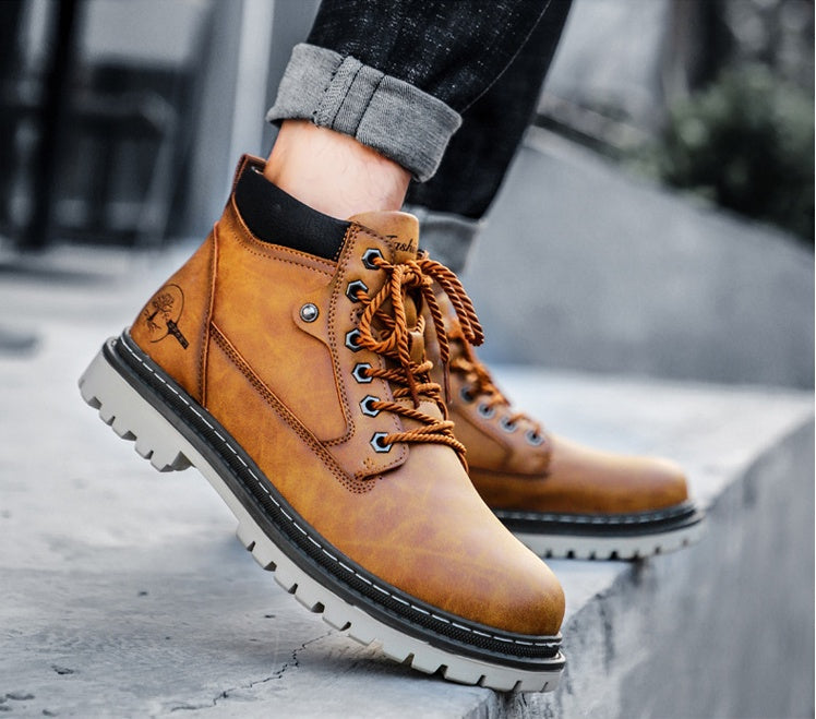 Bottes Hautes en Cuir pour Hommes - Confort et Style avec Semelle en Caoutchouc - Mode Décontractée