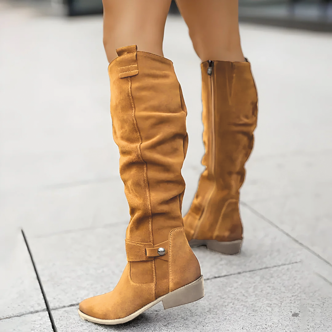 Bottes Hiver Femme en Daim Noires, Antidérapantes avec Doublure Respirante et Fermeture Éclair – Style Élégant au Genou 7